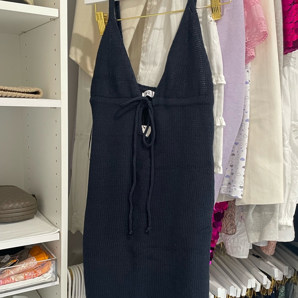 Navy Blue Knit Zara Dress NWT